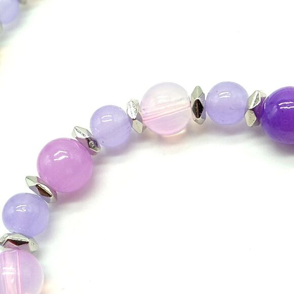 Amethyst Ombre Beads with Silver-Tone Spacers 14" Drop Necklace NWOT - Picture 8 of 9